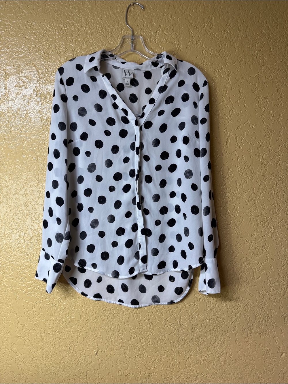 Worthington Black and White Polka Dot Button-Down Shirt